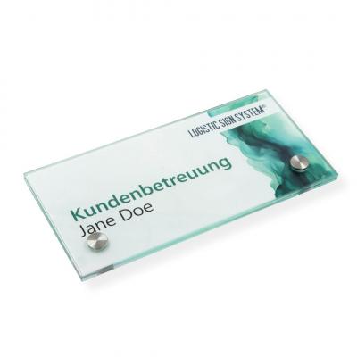 Türschild VITRUM B , Glasschild fuer Buero 200 100 mm